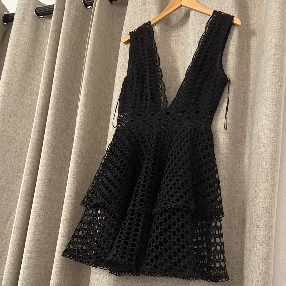 Elegant Black Crochet Dress
